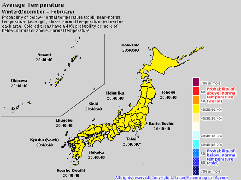 Japanese winter 201920 weather forecast Niseko United